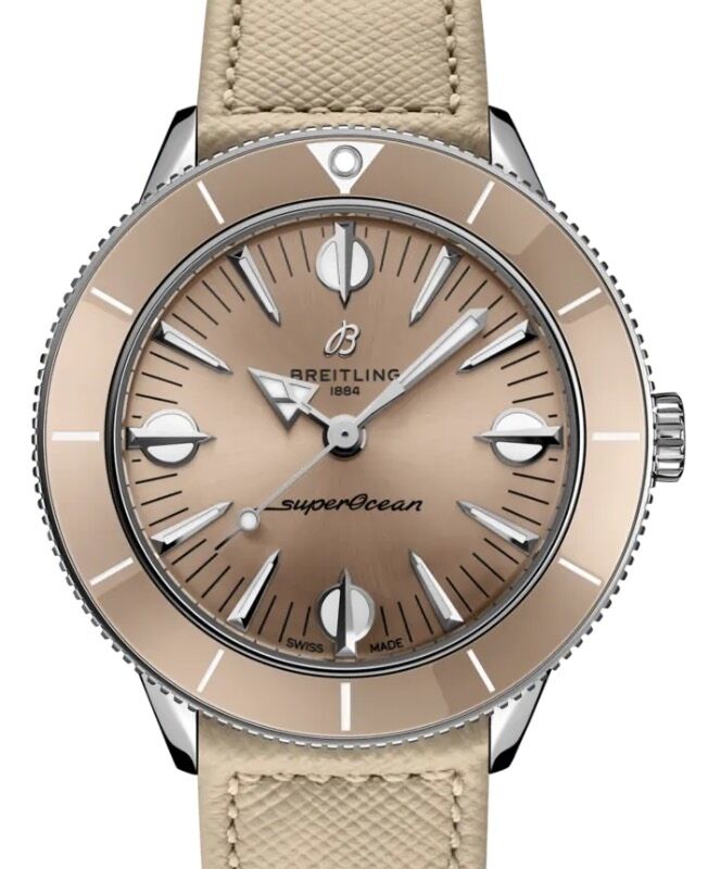 Breitling Superocean Heritage '57 Pastel Paradise Stainless Steel 38mm Brown Dial Leather Strap A10340A41A1X1 - BRAND NEW