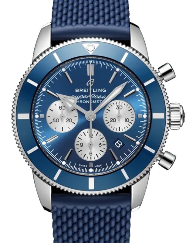 Breitling Superocean Heritage B01 Chronograph 44 Stainless Steel 44mm Blue Dial Rubber Strap AB0162161C1S1 - BRAND NEW