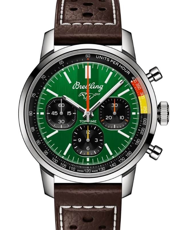 Breitling Top Time B01 Ford Mustang Stainless Steel Green Dial AB01762A1L1X1
