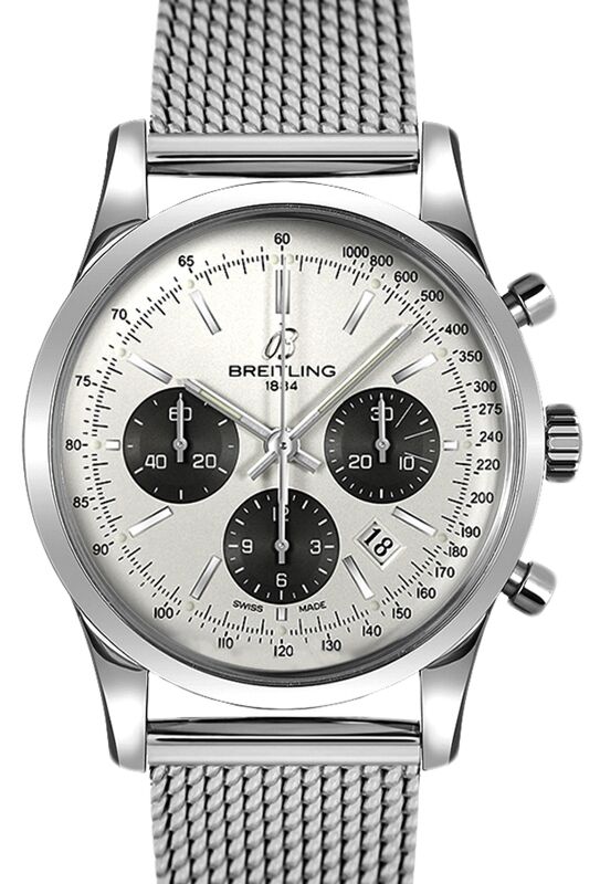Breitling Transocean Chronograph Steel 43mm Silver Dial & Bracelet AB015212/G724-154A