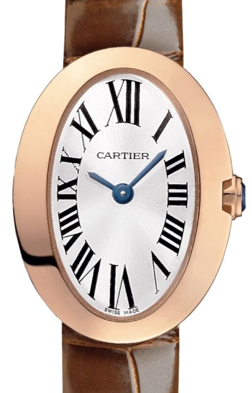 Cartier Baignoire Women's Watch Mini Quartz Rose Gold Silver Dial Alligator Leather Strap W8000017 - BRAND NEW