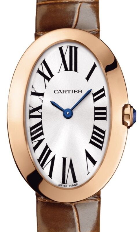 Cartier Baignoire Women's Watch Small Quartz Rose Gold Silver Dial Alligator Leather Strap W8000007 - BRAND NEW