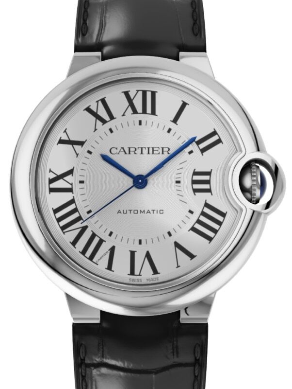 Cartier Ballon Bleu De Cartier Steel 36mm Silver Dial Leather Strap WSBB0028