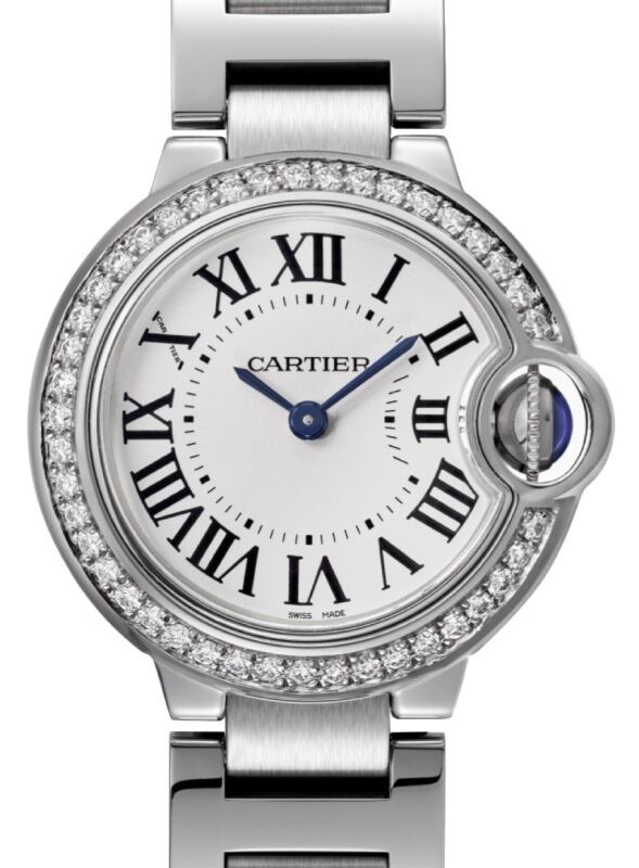 Cartier Ballon Bleu de Cartier Quartz Steel Diamond Bezel 28mm Silver Dial W4BB0015