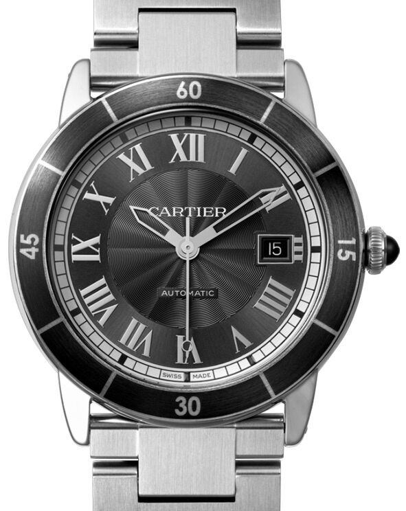 Cartier Ronde Croisi?re De Cartier Watch WSRN0011 Grey Roman Black Synthetic Bezel Stainless Steel - BRAND NEW