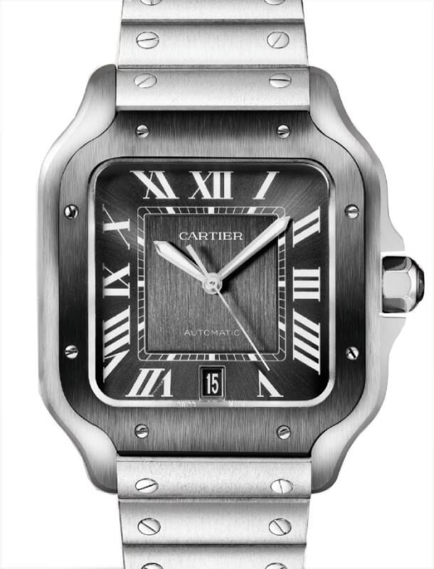Santos de Cartier Large Stainless Steel Grey Dial WSSA0037