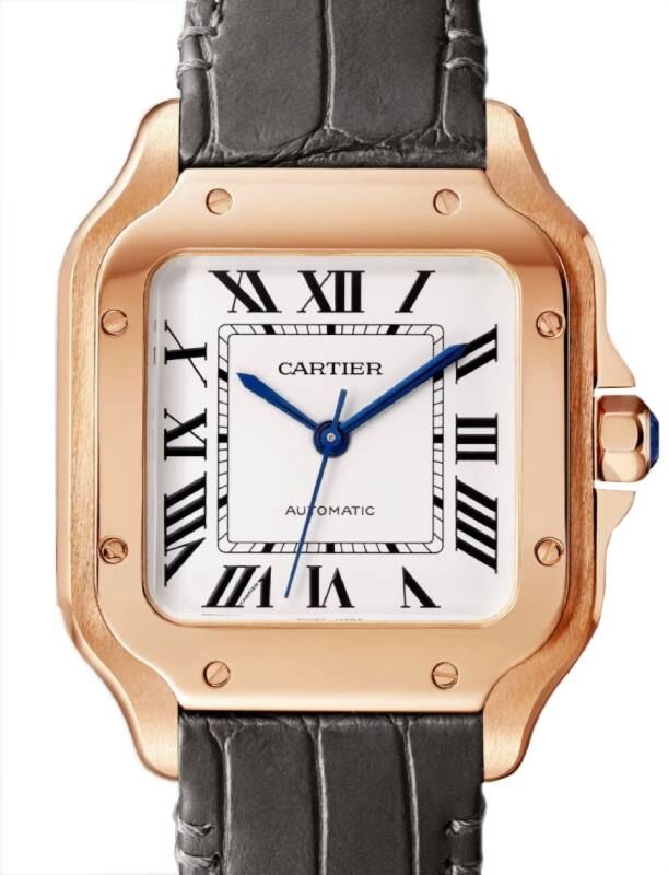 Santos De Cartier Medium Rose Gold Silver Dial WGSA0028