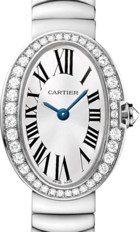 Cartier Baignoire Ladies Watch Mini Quartz White Gold Diamond Bezel Silver Dial White Gold Bracelet WB520025 - BRAND NEW