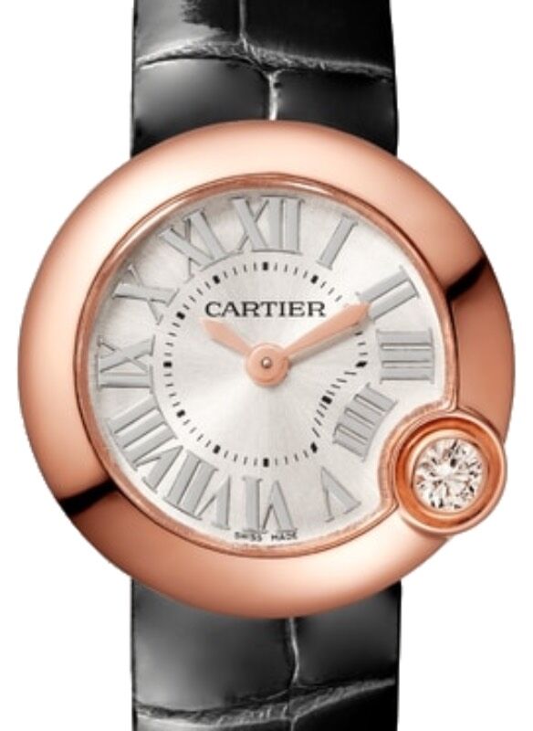 Cartier Ballon Blanc de Cartier Ladies Watch Quartz Rose Gold 26mm Silver Dial Alligator Leather Strap WGBL0002 - BRAND NEW