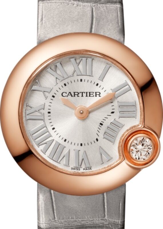 Cartier Ballon Blanc de Cartier Ladies Watch Quartz Rose Gold 26mm Silver Dial Alligator Leather Strap WGBL0004 - BRAND NEW