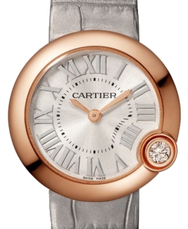 Cartier Ballon Blanc de Cartier Quartz Rose Gold 30mm Silver Dial Leather Strap WGBL0005 - BRAND NEW