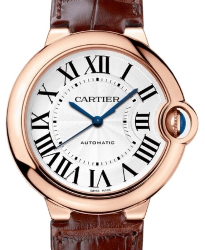 Cartier Ballon Bleu de Cartier Automatic Rose Gold 36mm Silver Dial Alligator Leather Strap W6900456 - BRAND NEW