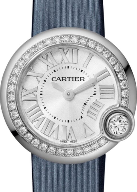Cartier Ballon Blanc de Cartier Ladies Watch Quartz Stainless Steel Diamond Bezel 26mm Silver Dial Leather Strap W4BL0002 - BRAND NEW