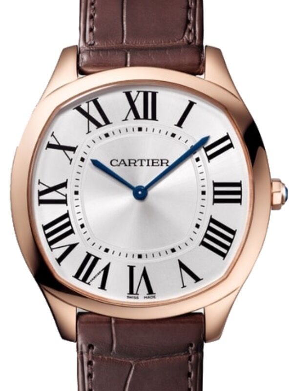 Cartier Drive De Cartier Extra-Flat Manual Winding Large Rose Gold Silver Dial Alligator Leather Strap WGNM0006 - BRAND NEW