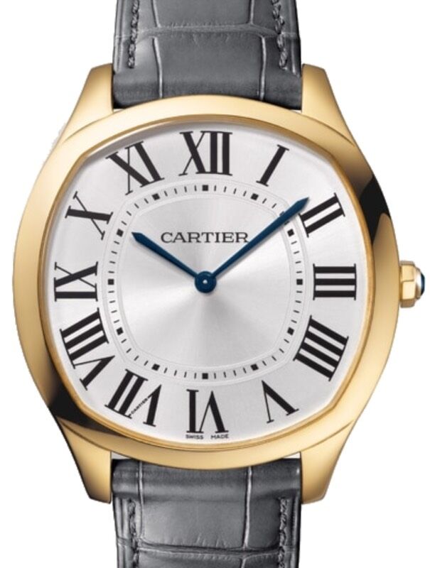 Cartier Drive De Cartier Extra Flat Manual Winding Large White Gold Silver Dial Alligator Leather Strap WGNM0007 BRAND NEW