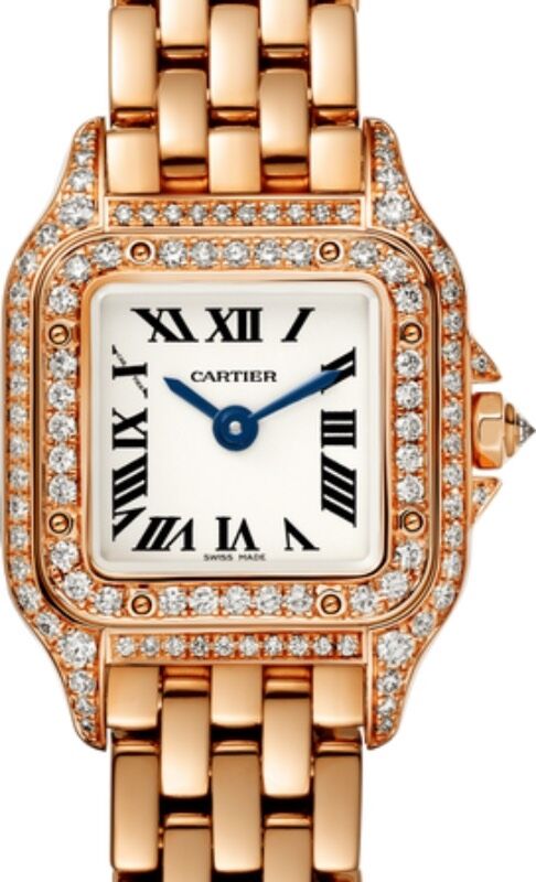 Cartier Panth?re de Cartier Ladies Watch Mini Quartz Rose Gold Diamond Bezel Silver Dial Rose Gold Bracelet WJPN0020 - BRAND NEW