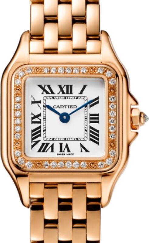 Panthere de Cartier Small Quartz Rose Gold Diamond Bezel Silver Dial WJPN0008