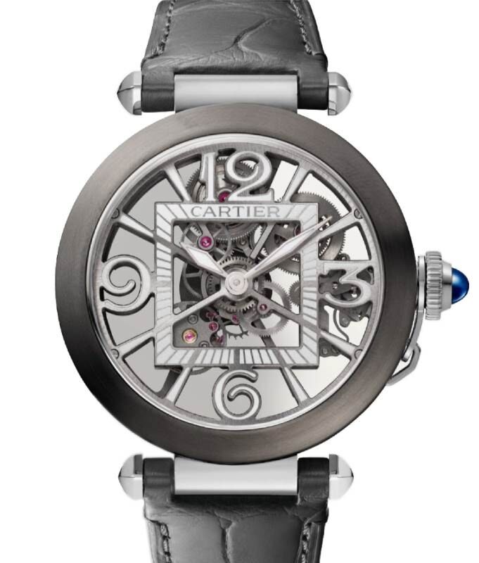 Cartier Pasha De Cartier Black ADLC Steel 41mm Skeleton Dial WHPA0017