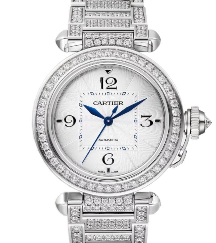 ずっと気になってた White Cartier De Pasha Cartier Gold/Diamond Silver 35mm Pave 腕時計