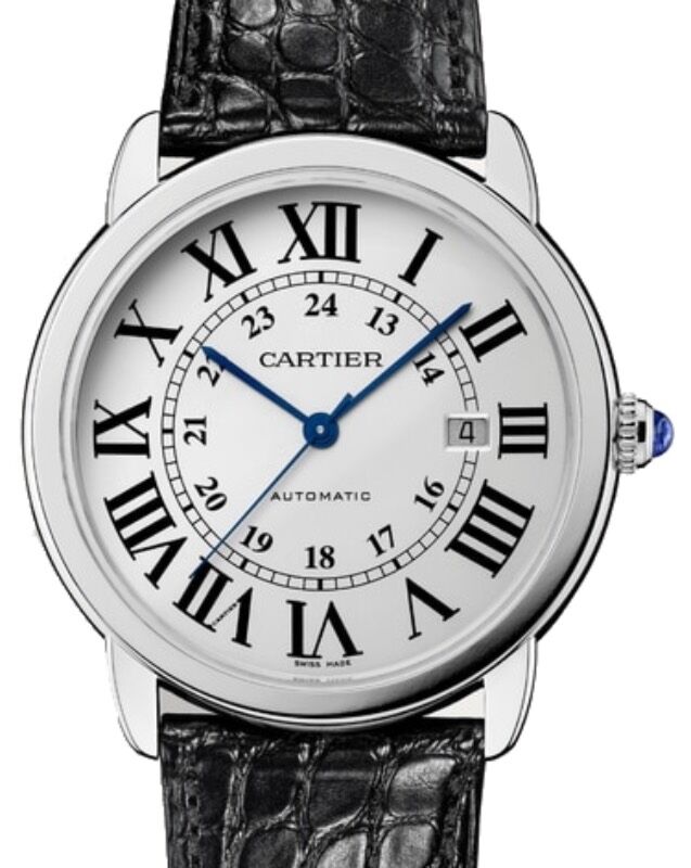 Cartier Ronde Solo de Cartier Men s Watch Automatic Stainless Steel 42mm Silver Dial Alligator Leather Strap W6701010 BRAND NEW