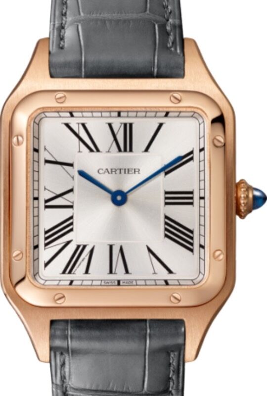 Cartier Santos-Dumont Large Quartz Rose Gold Silver Dial WGSA0021