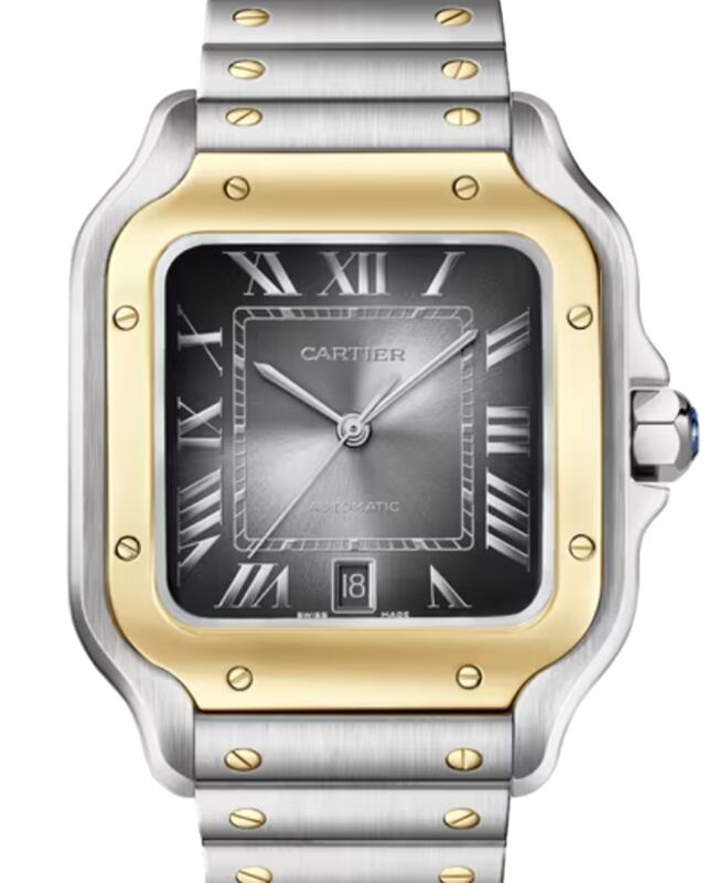 Santos de Cartier Large Steel/Yellow Gold Anthracite Gray Dial W2SA0030