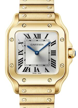 Cartier Santos De Cartier Small Yellow Gold Silver Dial WGSA0107