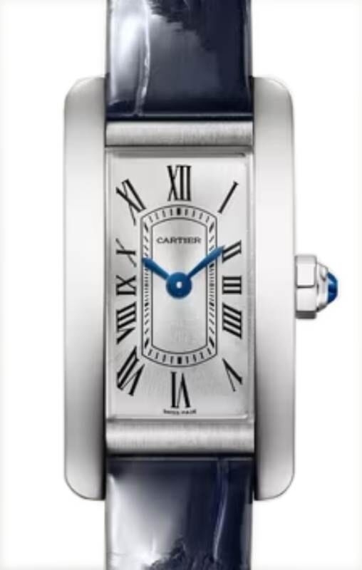 Cartier Tank Americaine Mini Quartz Steel Silver Dial Leather Strap WSTA0081