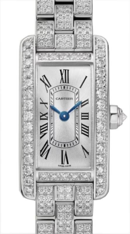 Cartier Tank Americaine Mini Quartz White Gold/Diamond Pave Silver Dial WJTA0045