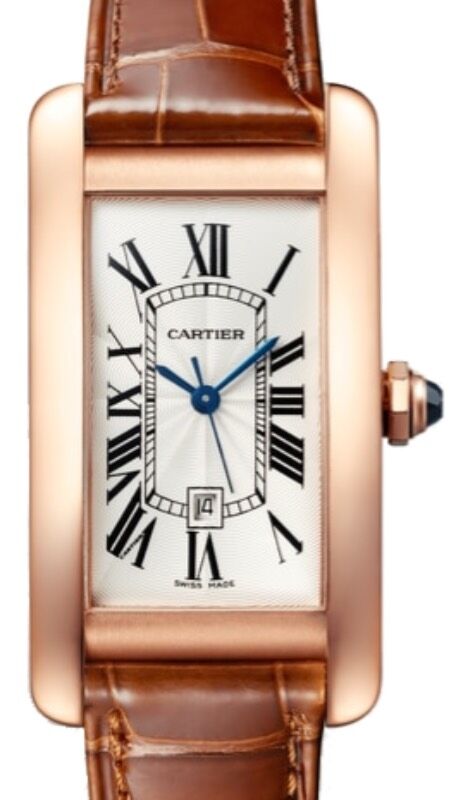 Cartier Tank Americaine Medium Automatic Rose Gold Silver Dial Alligator Leather Strap WGTA0046 - BRAND NEW