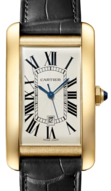 Cartier Tank Americaine Men's Watch Large Automatic Yellow Gold Silver Dial Alligator Leather Strap WGTA0041 - BRAND NEW