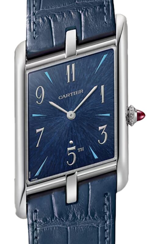 Cartier Tank Asymetrique Platinum Blue Dial WGTA0120