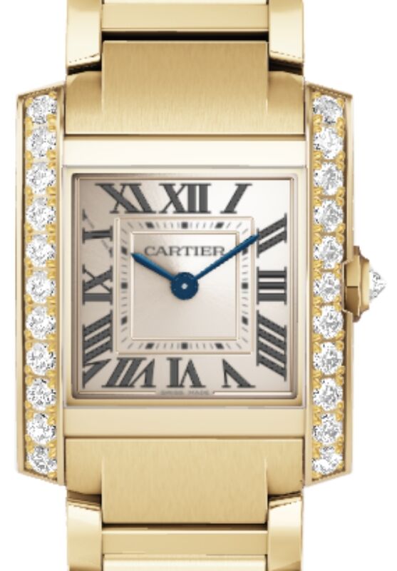Cartier Tank Francaise Watch Small Quartz Yellow Gold/Diamonds Golden Dial WJTA0039
