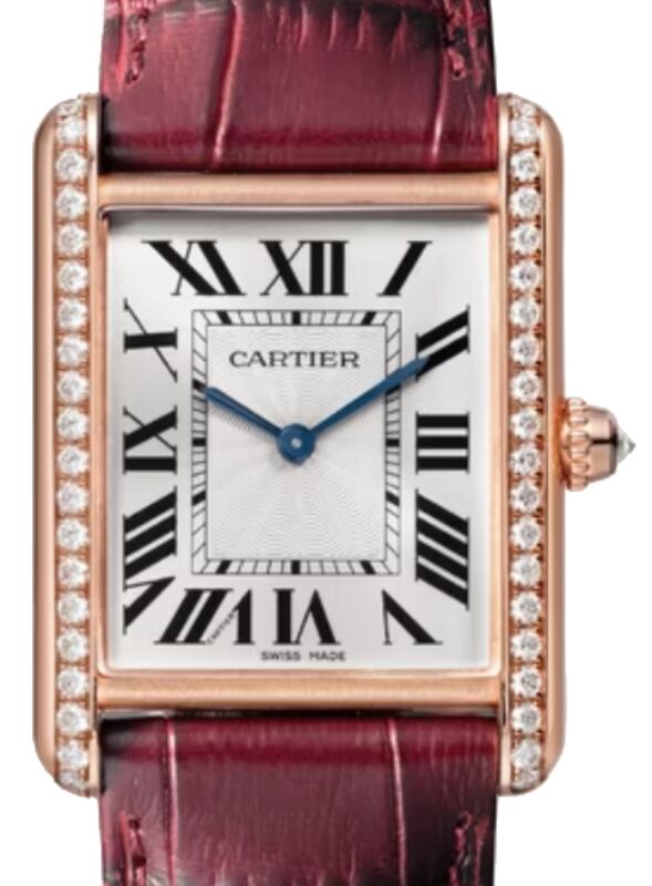 Tank Louis Cartier Large Manual Winding Rose Gold/Diamonds Silver Dial WJTA0038