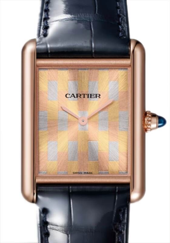 Tank Louis Cartier Large Manual Winding Rose Gold Three-Gold Dial WGTA0176