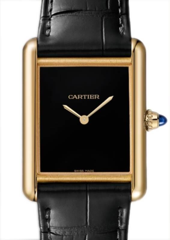 Tank Louis Cartier Large Manual Winding Yellow Gold Black Dial WGTA0091