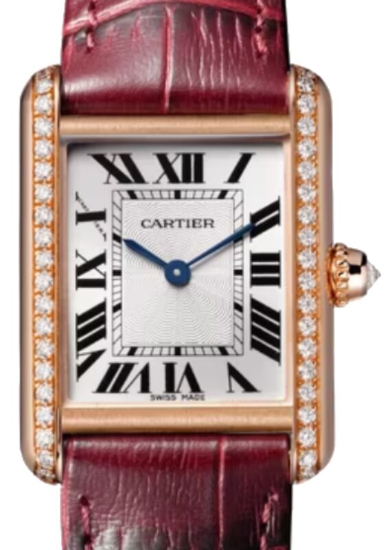 Tank Louis Cartier Small Manual Winding Rose Gold/Diamonds Silver Dial WJTA0037