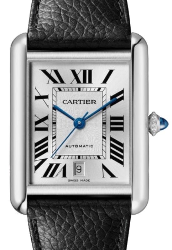 Cartier Tank Must Extra Large Automatic Steel Silver Dial Leather Strap WSTA0040