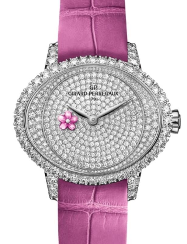 Girard Perregaux Cat?s Eye Plum Blossom Jewellery White Gold Diamond Paved Dial 80498D53M7B1-BKLA