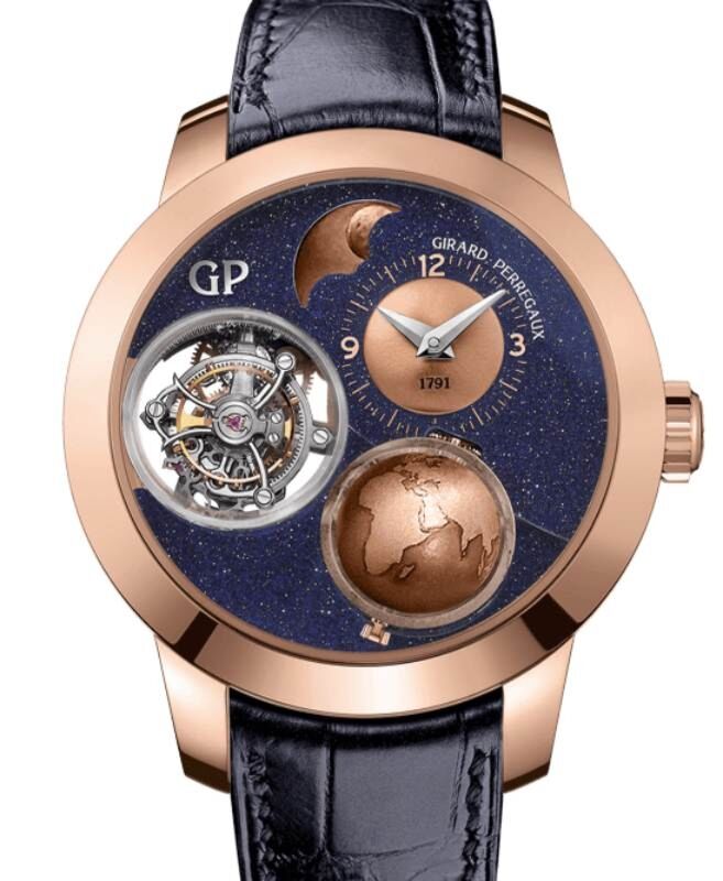 Girard Perregaux Planetarium Tri-Axial 48mm Pink Rose Gold Blue Dial 99290-52-451-BA4A