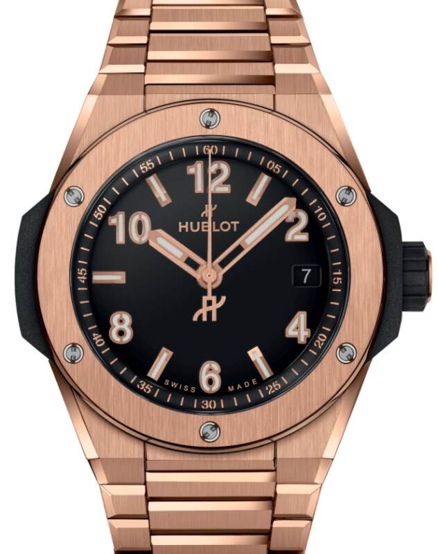 Hublot Big Bang 3-Hands Integrated Time Only King Gold Black Dial 38mm 457.OX.1280.OX