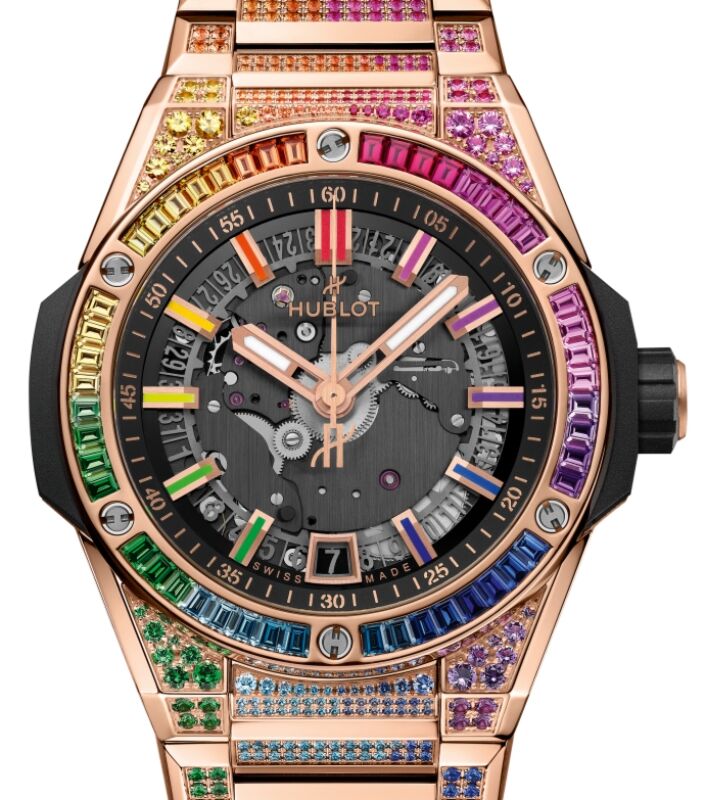 【半額】 Big Hublot Bang 40mm Rainbow Gold King Only Time Integrated ヘアアイロン