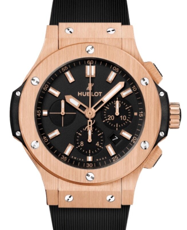 Hublot Big Bang Original Chronograph Gold 44mm Black Dial Rubber Strap 301.PX.1180.RX BRAND NEW