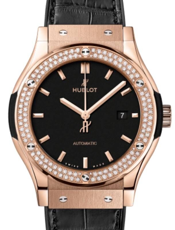 Hublot Classic Fusion 3-Hands King Gold Diamonds 42mm Black