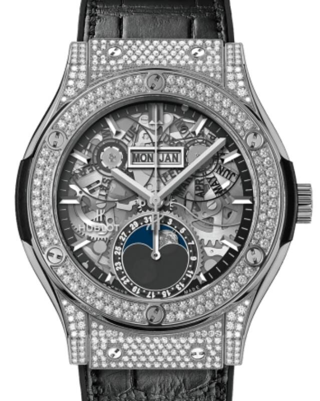 Hublot Classic Fusion Aerofusion Moonphase Titanium Pave 42mm 547.NX.0170.LR.1704 - BRAND NEW