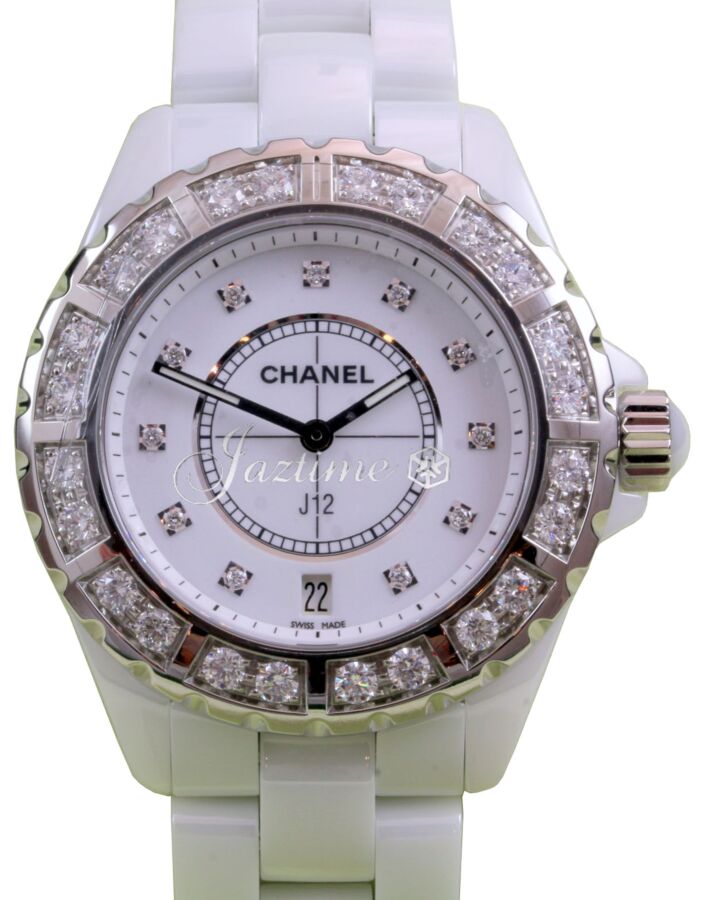 Chanel J12 H2430 Ladies 38mm White Ceramic Diamond Bezel  Dial Quartz - BRAND NEW