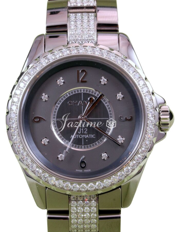 Chanel J12 H3106 Automatic Ladies 38mm Titanium Gray Ceramic Diamond - BRAND NEW