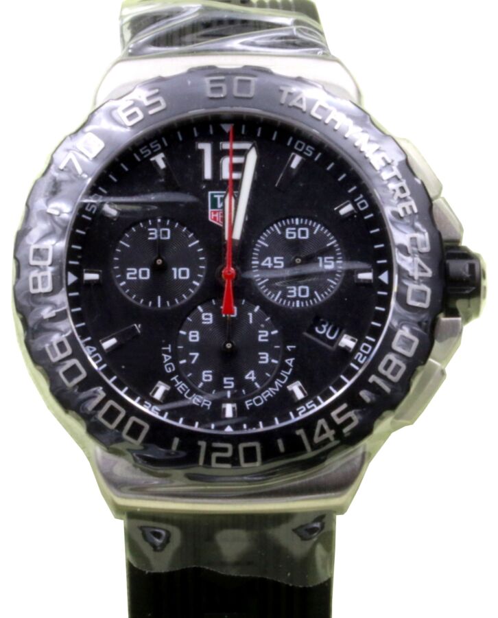 TAG Heuer Formula 1 Chronograph CAU1110.FT6024 42mm Black Index Stainless Steel Rubber BRAND NEW