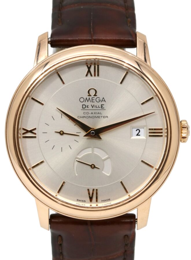 Omega De Ville 424.53.40.21.02.001 Prestige Deville Co-Axial Red Gold Leather 39.5mm BOX PAPERS