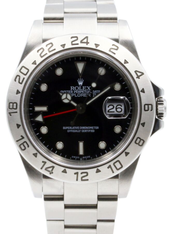 Rolex Explorer II Stainless Steel Black 40mm Dial Stainless Steel Oyster GMT Holes Case SEL 16570 - PRE-OWNED